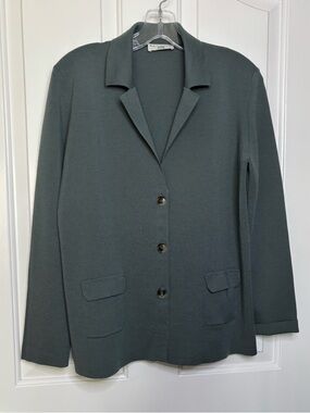 NWT AMINA RUBINACCI Seafoam Green Notch-Collar Knit Wool Blazer Size 10